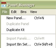 Add a Bin Set to the imported panel by highlighting the