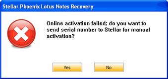 Manual Activation? To register the software by using manual activation process: On the Activation menu, click Activate Stellar Phoenix Lotus Notes Recovery Online.