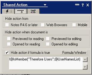 By default the actions are only visible to users of the Therefore Users group. This setting can be configured via a formula in the shared actions. 4.