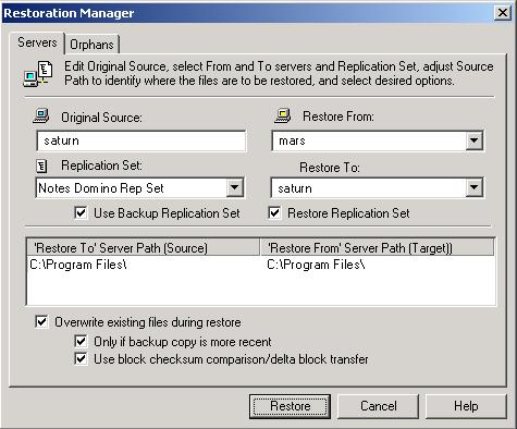 13. To begin the restoration process, open the Double-Take Management Console and select Tools, Restoration Manager.