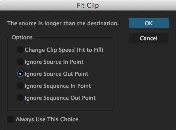 OTHER WAYS TO EDIT You can also perform an Overwrite Edit by dragging the clip from the Source Panel to the Program Panel. Holding down the Command Key while dragging will perform an Insert Edit.