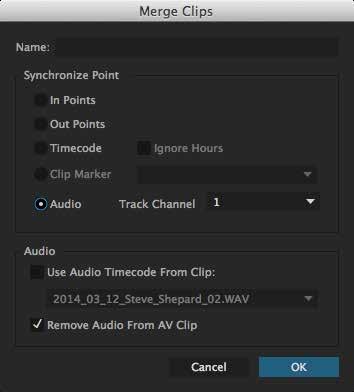 SYNCING AUDIO TO VIDEO your new clip will contain both your camera s audio and your external recorder s audio. Unless you have a specific need for the in-camera audio you should leave this checked.