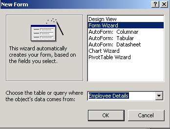 Alternatively, click on New and the New Forms dialog box is