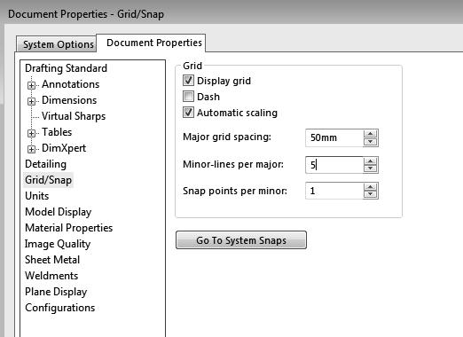 Constructive Solid Geometry Concepts 3-9 GRID and SNAP Intervals Setup 1. Click Grid/Snap as shown below. 2.