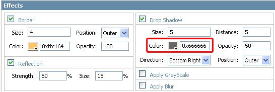 Change the border color by setting the Color option. We ll set it to grey (0x666666).