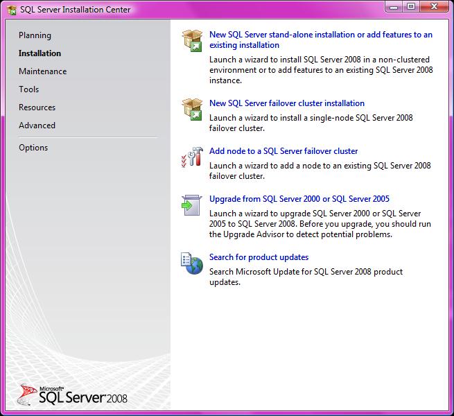 20 3. Select New SQL Server installation stand-alone installation or add features to an existing installation. 4.