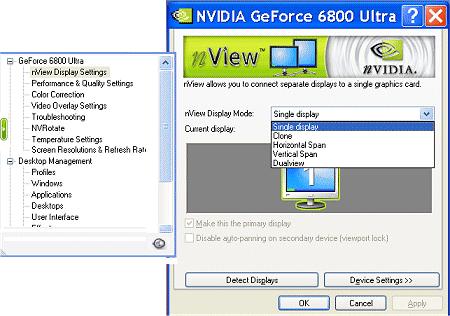 Chapter 4 Using nview Multi-Display Settings nview Display Modes The nview Display Settings page provides several display modes for your multidisplay configuration.