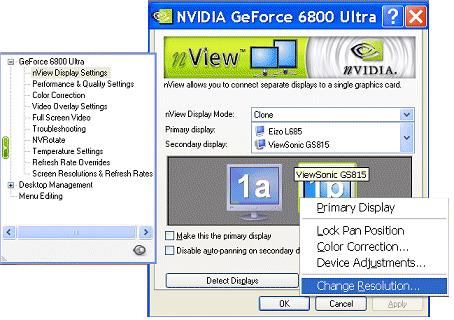 Chapter 4 Using nview Multi-Display Settings the secondary display when its resolution is set to less than the value set on the primary display.