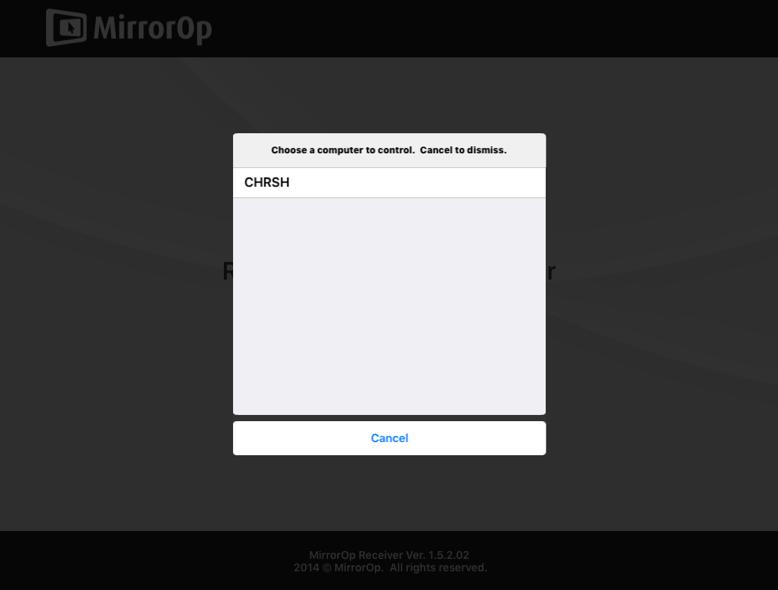 MirrorOp (Sender) app installed.