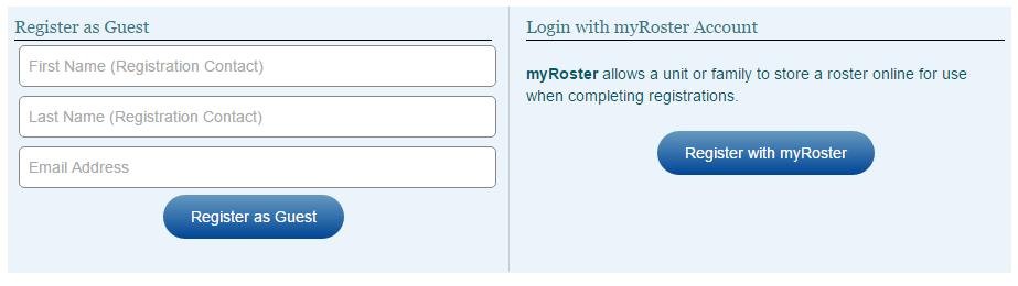 REGISTER AS A GUEST OR BY USING MYROSTER MAKING A NEW REGISTRATION Anybody can register as a guest.