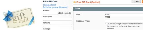 Gift Card Pricing Under the Price tab, you can set one of the three types of prices for a gift card: 1.
