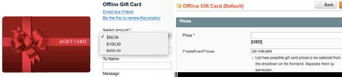 Price Range - set the price as 0 to allow customers enter their own amount for Gift Cards; Note!