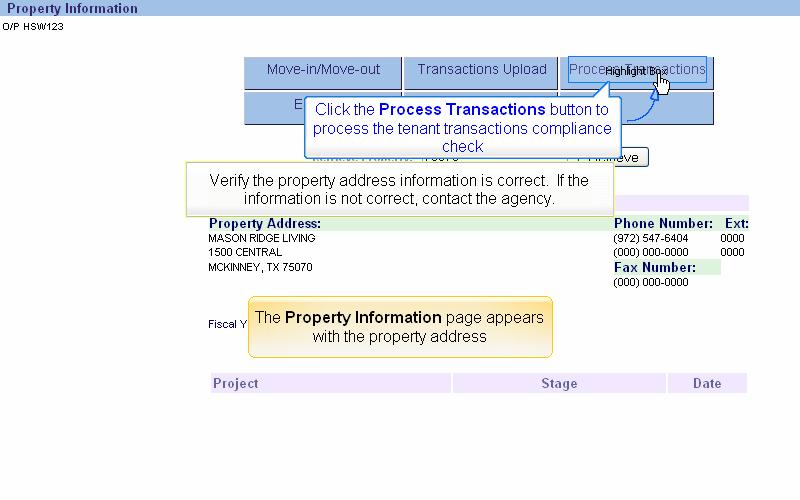 Slide 12 - Slide 12 The Property Information page appears with the property address Verify the property address information is correct.