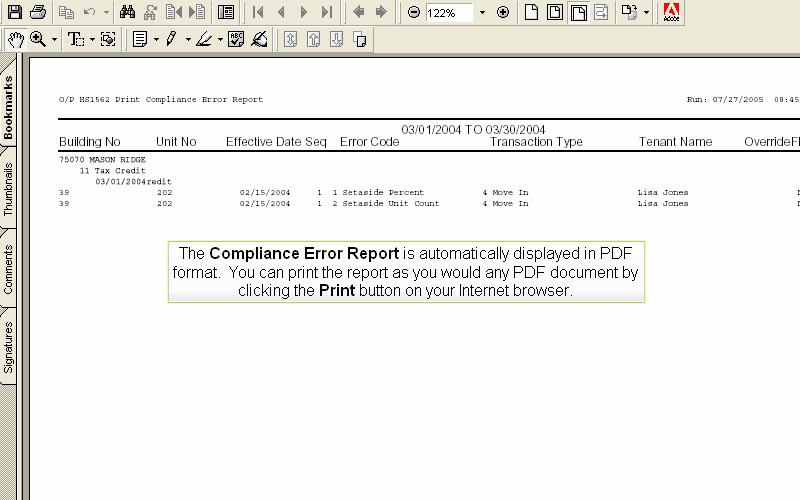 Slide 36 - Slide 36 The Compliance Error Report is automatically displayed in PDF format.
