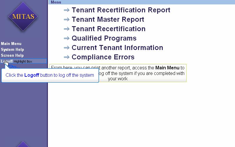 Slide 51 - Slide 51 The Reporting Menu appears From here, you can print another report, access the Main Menu to perform