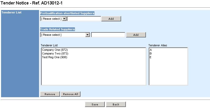 This button is controlled by the access right of Check & Amend Tenderer List under