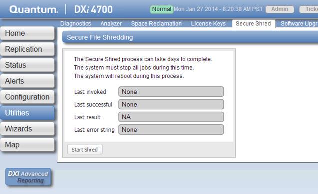 Secure File Shred Secure File Shred is a DXi utility that securely and permanently erases sensitive data stored on a DXi system with 2.2 and later software.