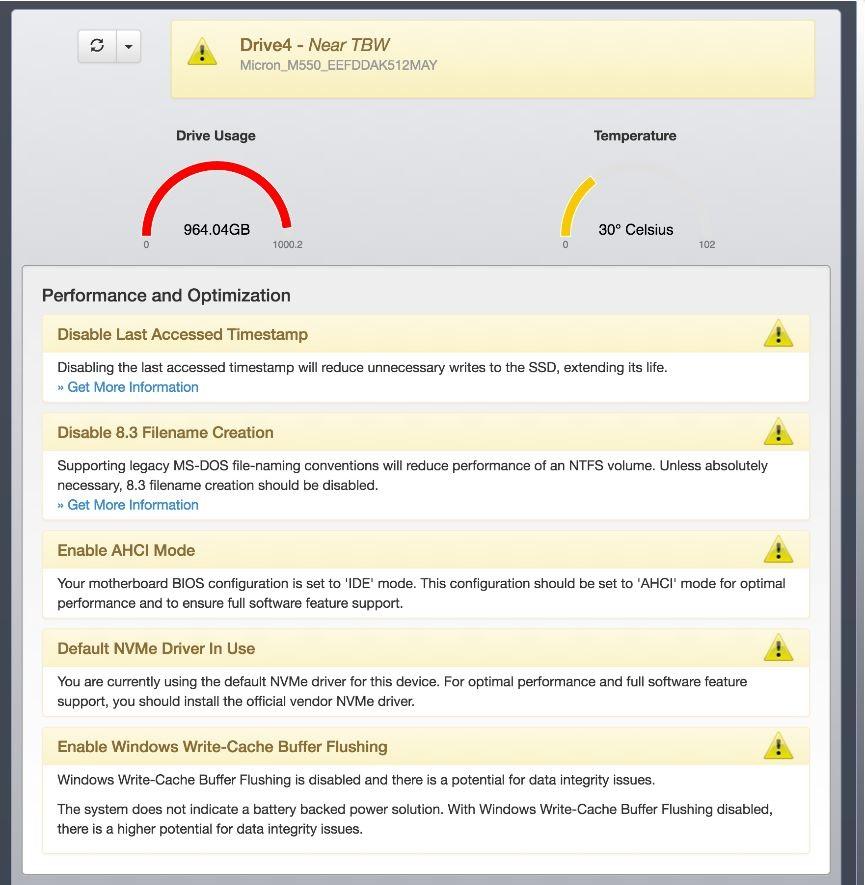 Viewing Drive Performance and Optimization Viewing and Saving Drive Details If the selected drive can be optimized for performance, information appears at the top of the Drive Details screen