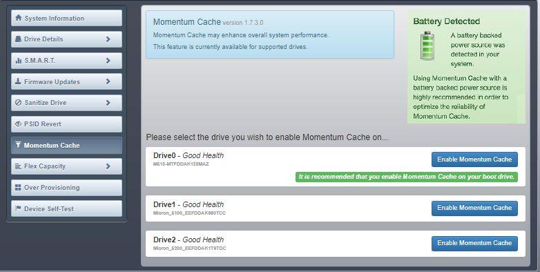 Enabling or Disabling Momentum Cache Momentum Cache is an intelligent software driver that dynamically leverages unused system resources to enhance burst performance.