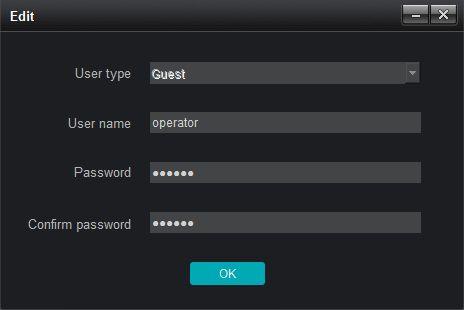 Users can modify the user name and password as desired, after finish modifying, just click icon.
