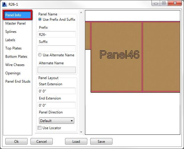 related to the Revit wall. The option Use Locator will add an arrow to the beginning of the panel indicating the panel direction.