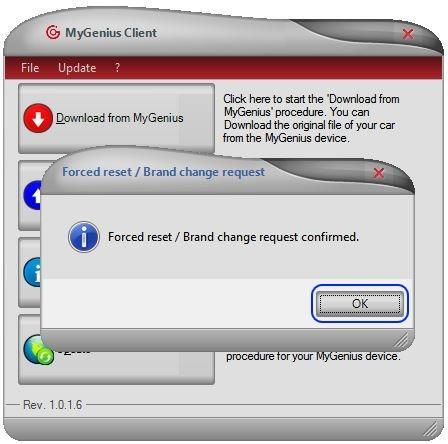 By clicking OK you can run the MyGenius software with the device connected via USB, the software