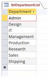 2 Prepare the List Data I'm going to put two combo boxes on the form, one listing the Offices and another listing the Departments. But first, I need something that Access can use to build the lists.