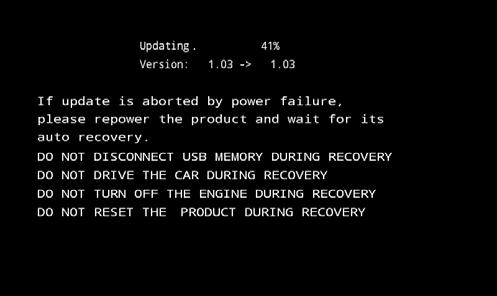 started, the receiver will restart itself and return to the update