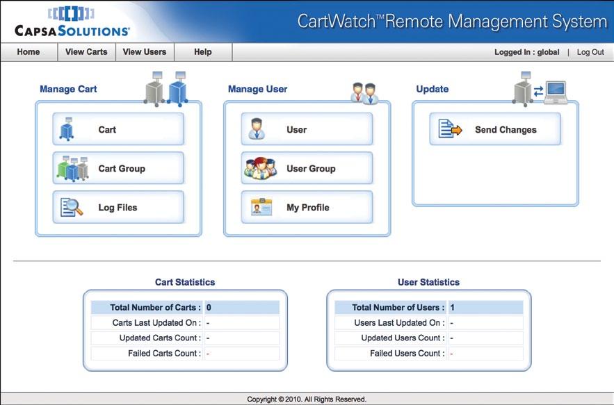 Developed using direct feedback from health IT managers and clinical staff, CartWatch RMS permits cart fleet security control from a single remote PC location.