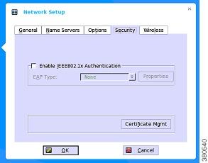Network Setup Related Topics Direct thin client to server using DHCP Security tab The following figure shows the Security tab.