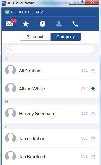 View your list of personal contacts or the people in your company directory.