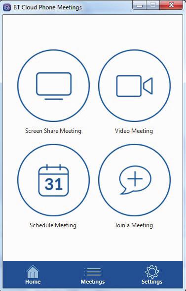 8. MEETINGS APP. The Meeting App is only available for Connect customers (up to 25 participants) and Collaborate customers (up to 50 participants).
