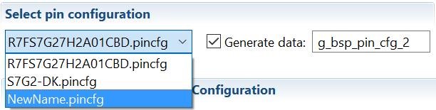3. The new configuration file is automatically added to the Select pin configuration drop-down list. Figure 25 New Configuration File is added to the drop-down list 4. Select NewName.