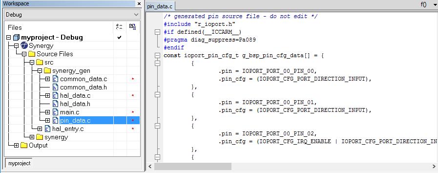 8.2 Generating source code in IAR EW for Synergy 1.