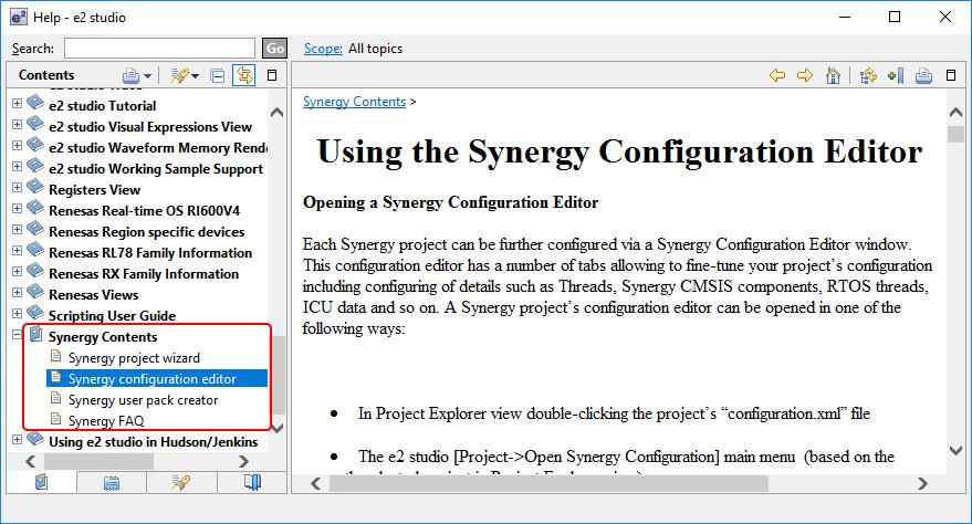 9. Additional Information For more information on Pin Configurator or other sections of Synergy Configurator, please refer to e 2 studio Help Contents.