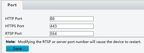 9 1. Click Setup > Network > TCP/IP. 2. Select DHCP from the IP Obtain Mode drop-down list. Port 1. Click Setup > Network > Port. 2. Configure relevant port numbers.
