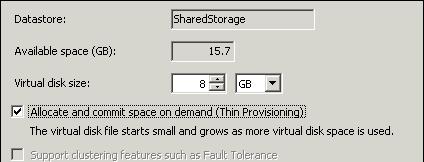 Thin Disk Provisioning Operations A thin-disk option is available