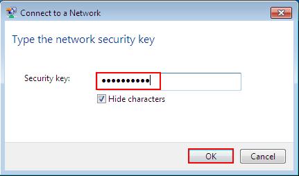 Open the wireless networking page and enter the security key. Click the OK button. Then you should have internet access when you open a internet window with any browser.
