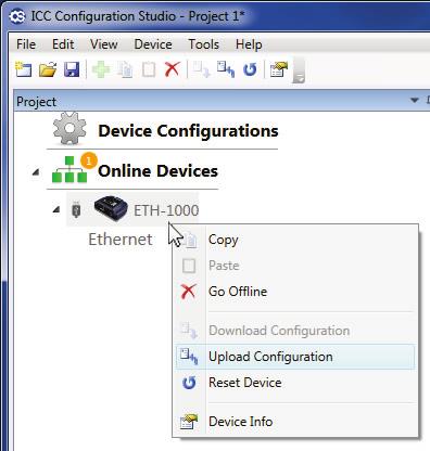 . Note that it is NOT possible to edit the Online Devices configuration.