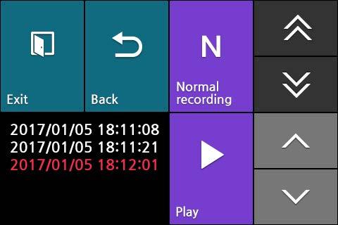 STEP 3 Playback Playing video files on the LCD screen Tap the N/E/P button to switch between normal, event and parking recordings y Select the List button from the Quick Menu.