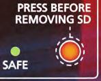When the SD card is to be removed from the station, the PRESS BEFORE REMOVING SD Safe Eject button must be pressed first.