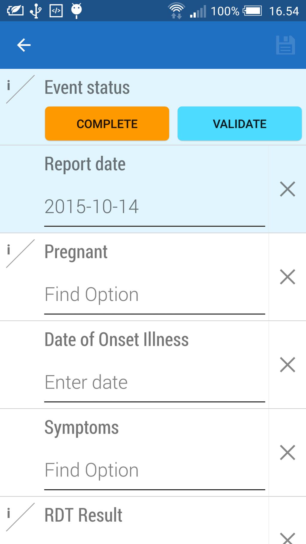 Android Tracker Capture App Creating new events for Enrollment 3.7. Creating new events for Enrollment In the main screen click on any enrollment in the list to go into the Overview screen.