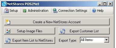 Exporting / Updating Item data to the web 1. To export you item's data to your NetStores account start by clicking the Setup tab.