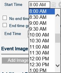 open a list from which you can select a time for the field.