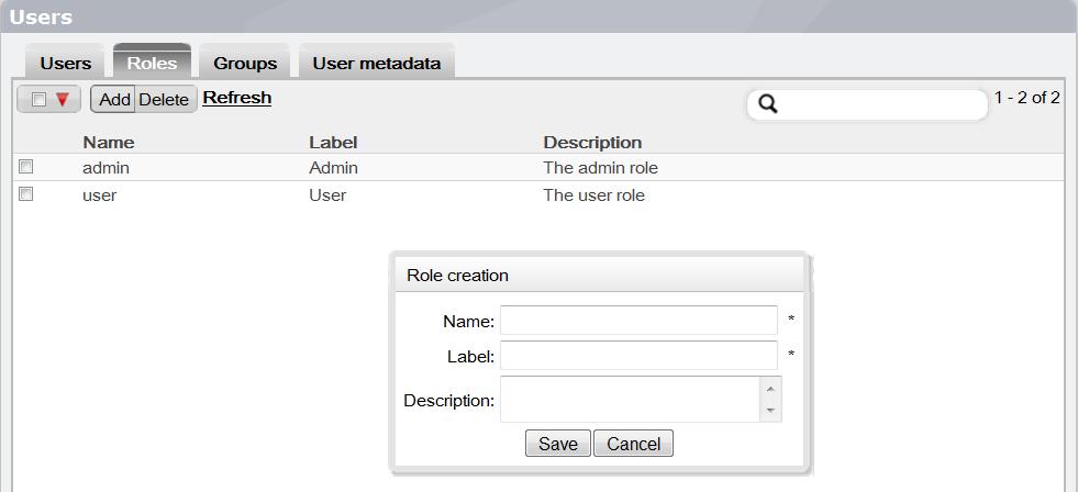 User Account Creation comes up for Add. Use User Account Creation to define: General Name, password and other information as shown. Member of choose a group and a role for this User.