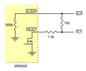 Schematic of nsleep and nfault pins on MP6500 carrier.