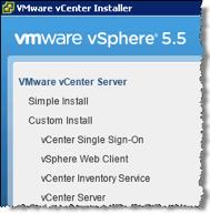 Installing vcenter Single Sign-On Using the VMware vcenter Installer: Use the