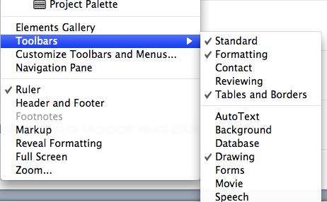 Toolbox icon on the Standard Toolbar to open the Formatting Palette. The Formatting Palette dynamically adapts to display appropriate tools for text, tables, and pictures.