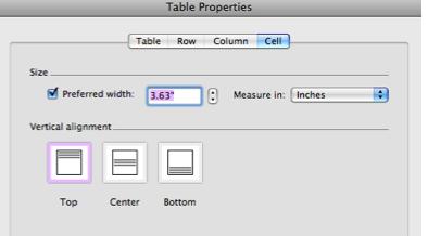 aligns text in a table to the upper left of a cell.