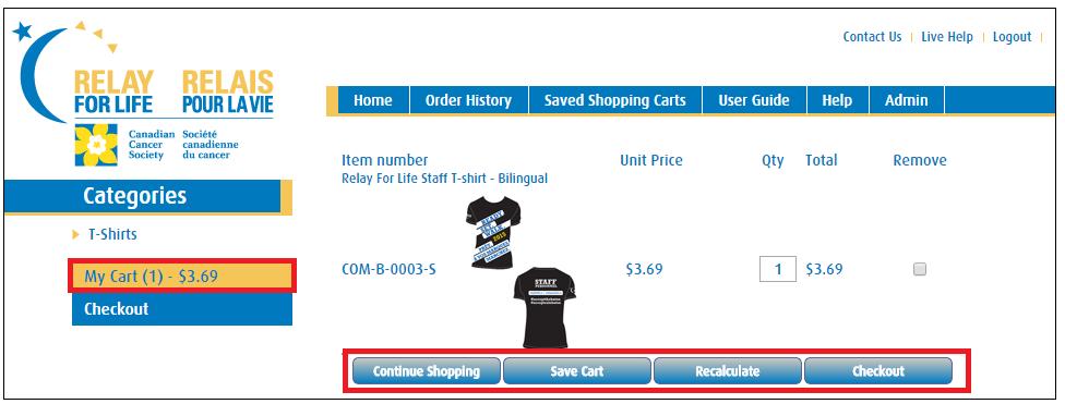 To order the item, enter the quantity you require and click Add to Cart. After adding the item to your cart, you can keep shopping or click on the My Cart button to continue with your order.